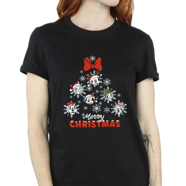 Disney Womens/Ladies Mickey Mouse And Friends Christmas Tree Cotton Boyfriend T-Shirt