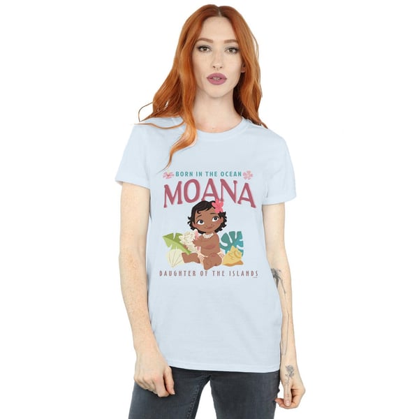 Disney Womens/Ladies Moana Born In The Ocean Cotton Boyfriend T-Shirt