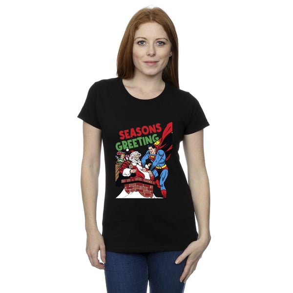 DC Comics Womens/Ladies Superman Santa Comic Cotton T-Shirt