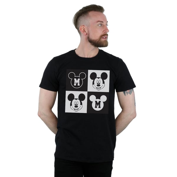 Disney Mens Mickey Mouse Smiling Squares T-Shirt