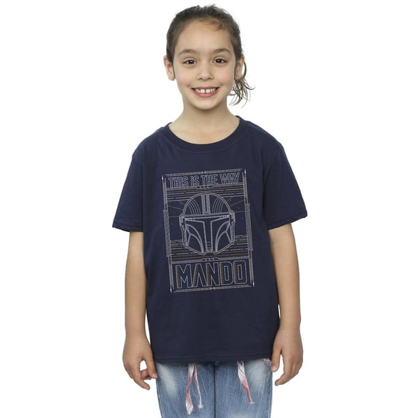 Star Wars Girls The Mandalorian The Way Outline Helm T-shirt i bomull