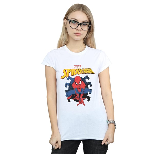 Marvel Womens/Ladies Spider-Man Web Shooting Emblem Logo Cotton T-Shirt