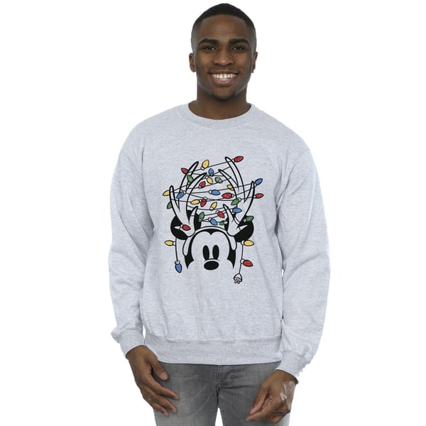 Disney Mens Mickey Mouse Christmas Head Lights Sweatshirt