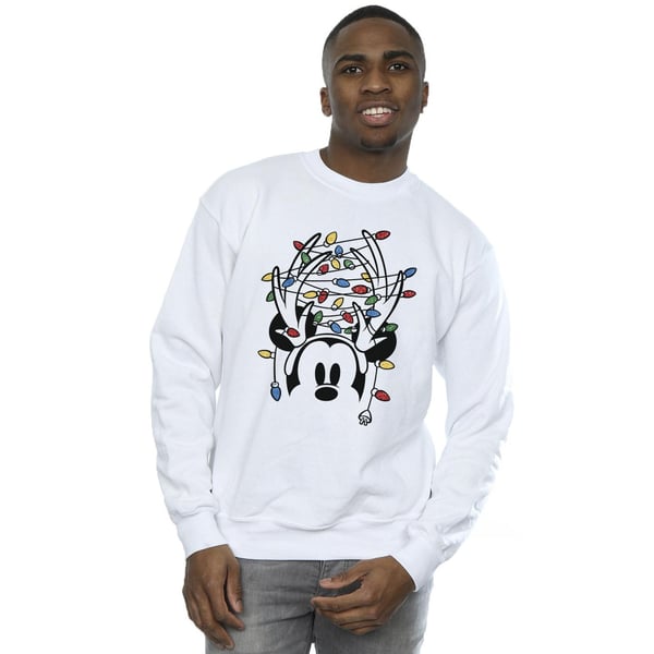 Disney Mens Mickey Mouse Christmas Head Lights Sweatshirt