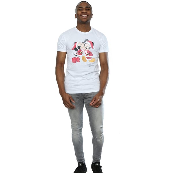 Disney Mens Mickey And Minnie Christmas Kiss T-Shirt