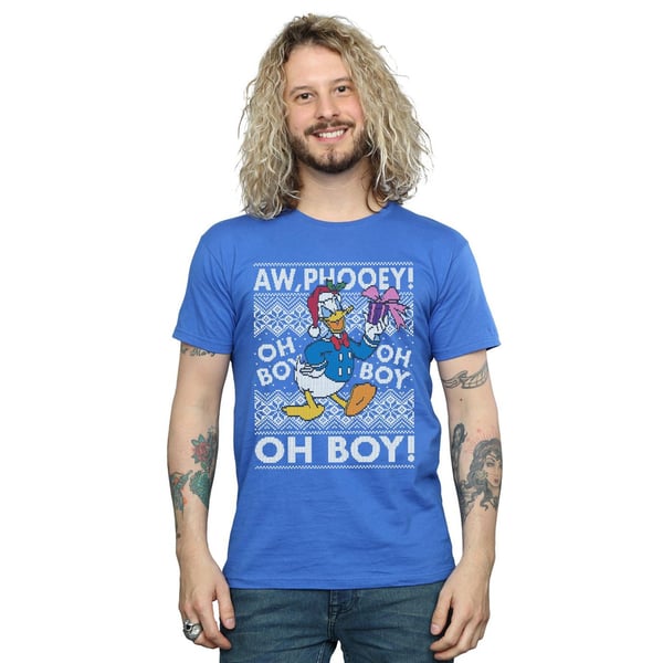 Disney Mens Donald Duck Christmas Fair Isle T-Shirt