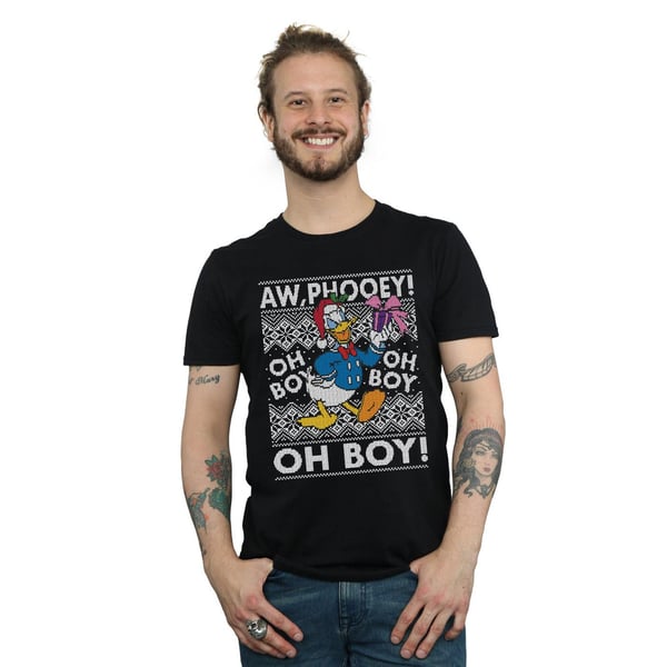 Disney Mens Donald Duck Christmas Fair Isle T-Shirt
