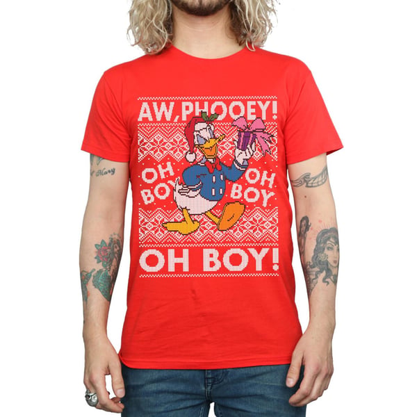 Disney Mens Donald Duck Christmas Fair Isle T-Shirt