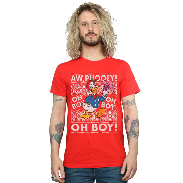Disney Mens Donald Duck Christmas Fair Isle T-Shirt