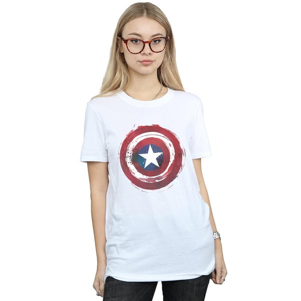 Marvel Womens/Ladies Captain America Splatter Shield Cotton Boyfriend T-Shirt