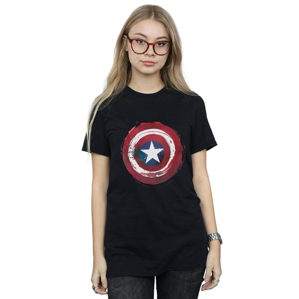 Marvel Womens/Ladies Captain America Splatter Shield Cotton Boyfriend T-Shirt