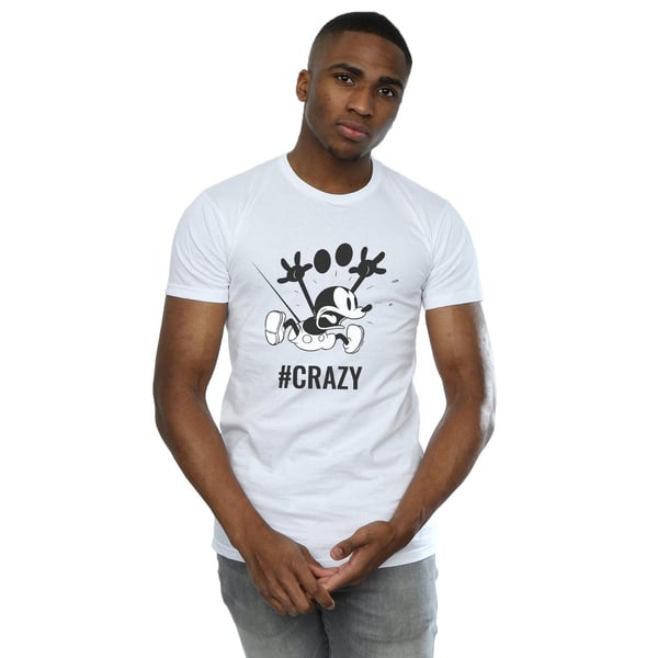 Disney Mens Mickey Mouse #Crazy T-Shirt