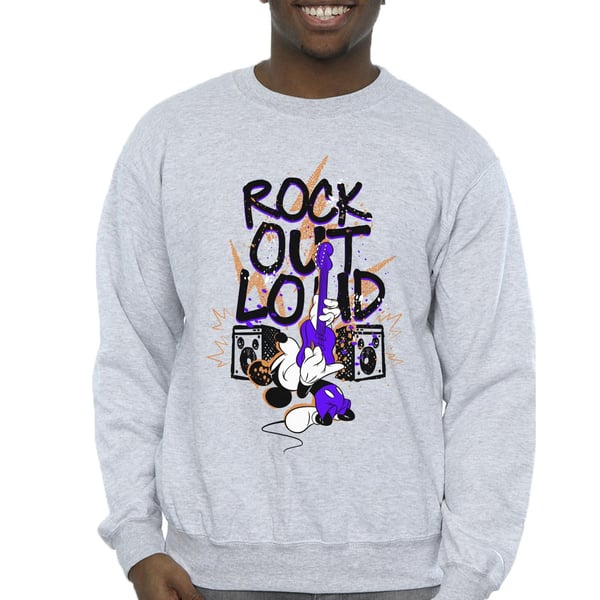 Disney Mens Mickey Mouse Rock Out Loud Sweatshirt