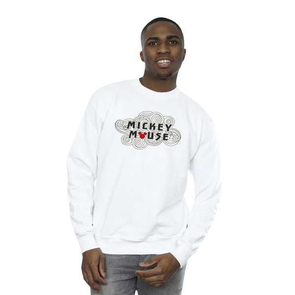 Disney Mens Mickey Mouse Swirl Logo Sweatshirt