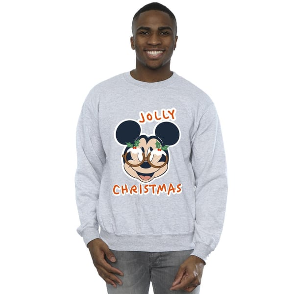 Disney Mens Mickey Mouse Jolly Christmas Glasses Sweatshirt