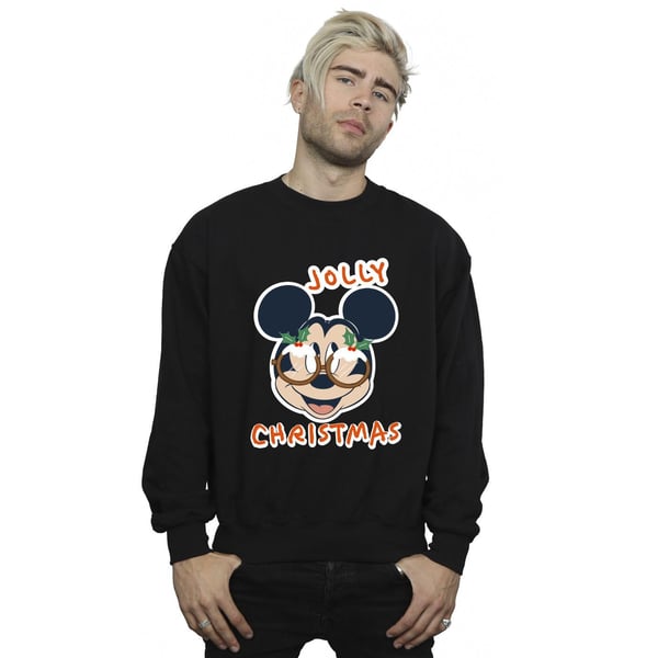 Disney Mens Mickey Mouse Jolly Christmas Glasses Sweatshirt