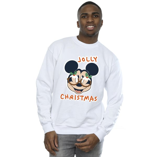 Disney Mens Mickey Mouse Jolly Christmas Glasses Sweatshirt