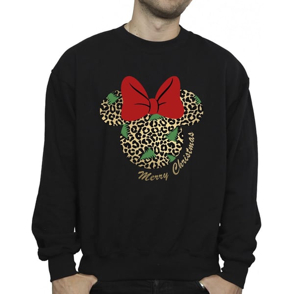 Disney Mens Minnie Mouse Leopard Christmas Sweatshirt