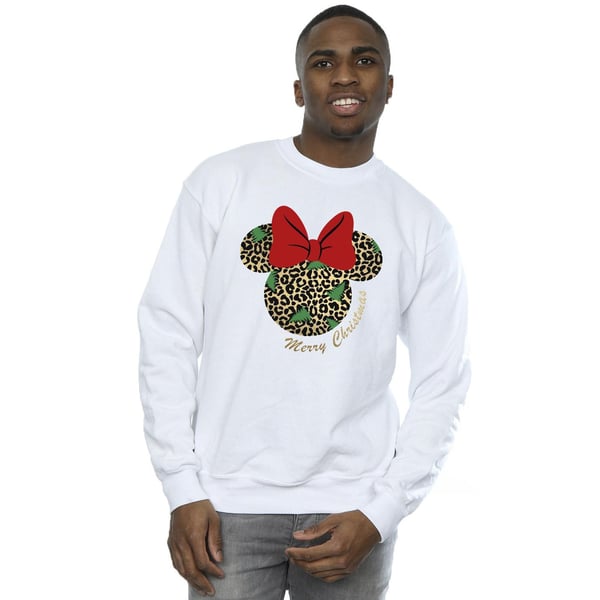 Disney Mens Minnie Mouse Leopard Christmas Sweatshirt