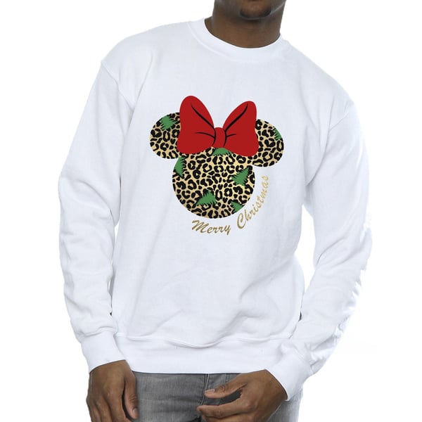 Disney Mens Minnie Mouse Leopard Christmas Sweatshirt