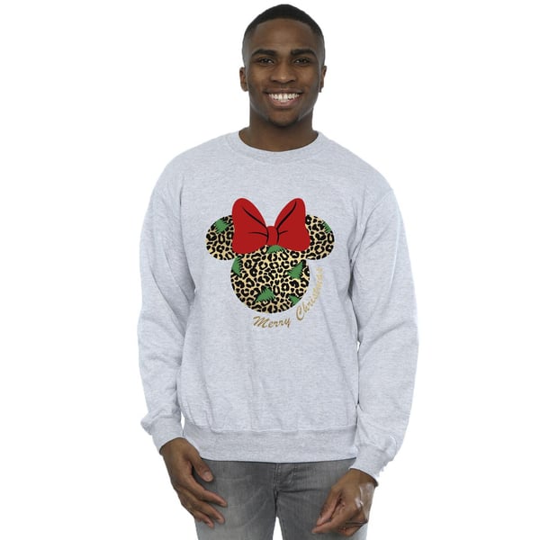 Disney Mens Minnie Mouse Leopard Christmas Sweatshirt