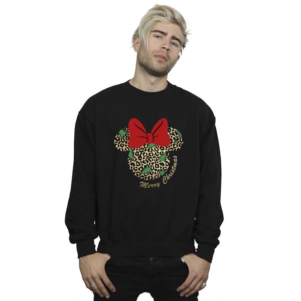Disney Mens Minnie Mouse Leopard Christmas Sweatshirt