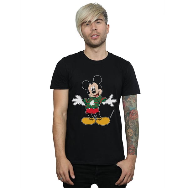 Disney Mens Mickey Mouse Christmas Jumper Stroke T-Shirt