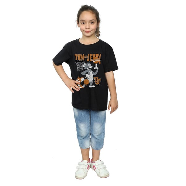 Tom And Jerry Girls Spinning Basketball Cotton T-Shirt