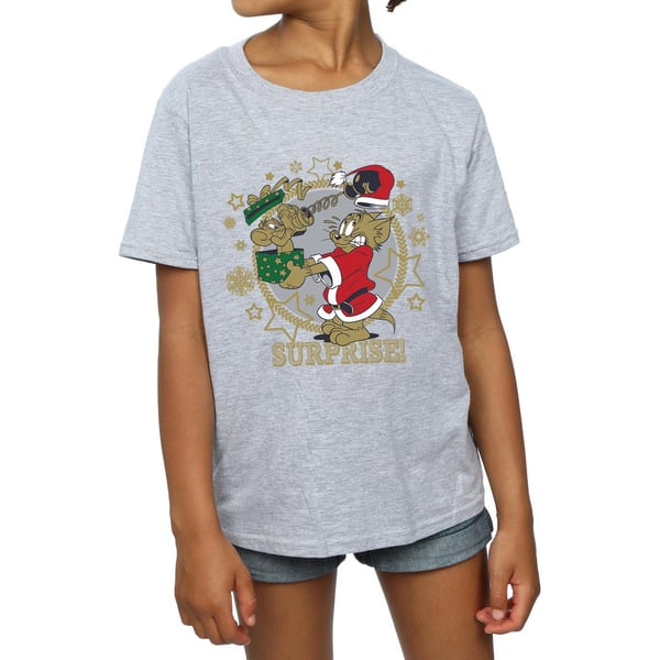 Tom And Jerry Girls Christmas Surprise Cotton T-Shirt