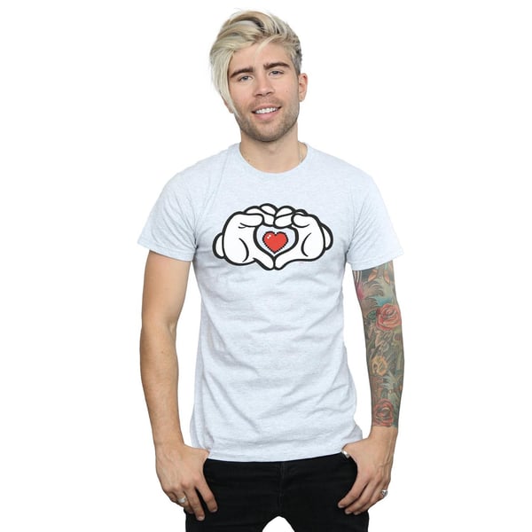 Disney Mens Mickey Mouse Heart Hands T-Shirt