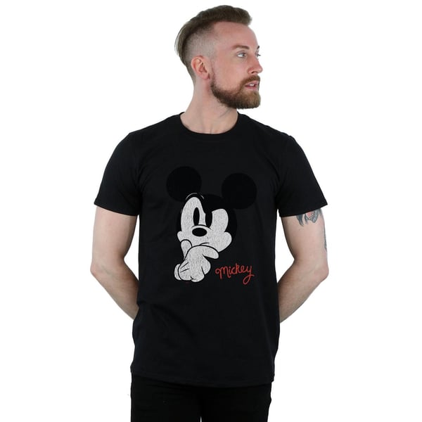 Disney Mens Mickey Mouse Distressed Ponder T-Shirt