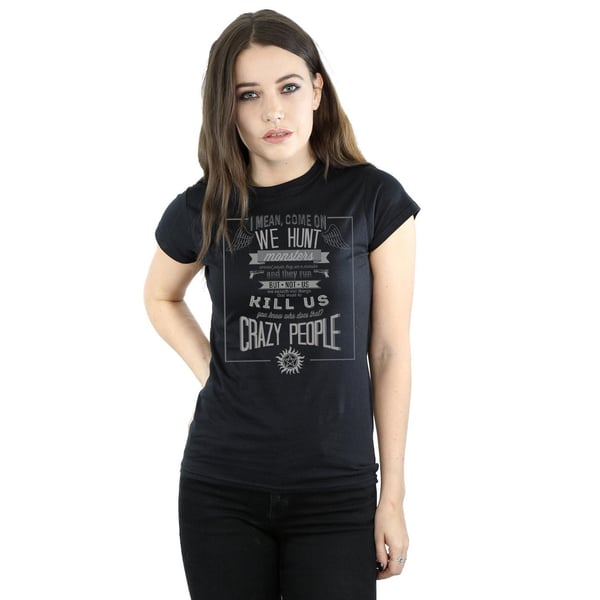 Supernatural Womens/Ladies Crazy People Cotton T-Shirt