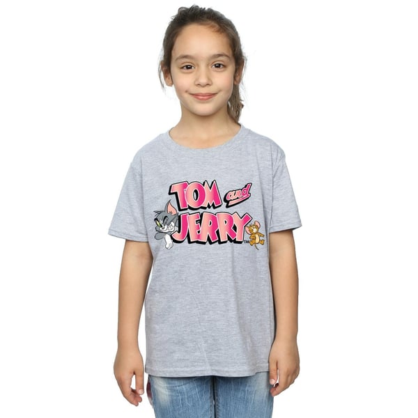 Tom And Jerry Girls Gradient Logo Cotton T-Shirt