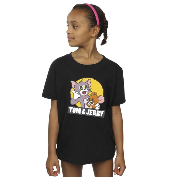 Tom And Jerry Girls Sketch Logo Cotton T-Shirt