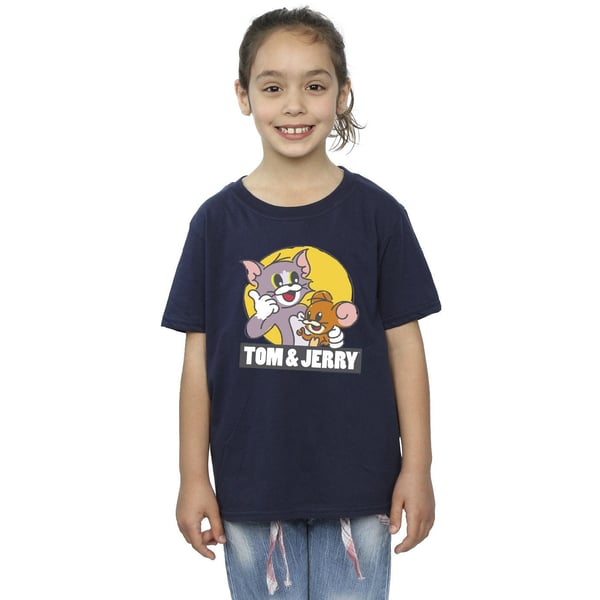 Tom And Jerry Girls Sketch Logo Cotton T-Shirt