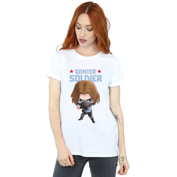 Marvel Womens/Ladies Winter Soldier Bucky Toon Cotton Boyfriend T-Shirt