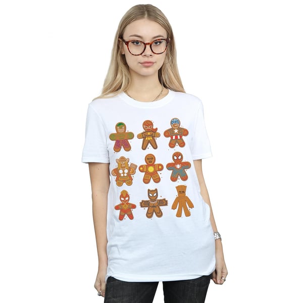 Marvel Womens/Ladies Avengers Christmas Gingerbread Cotton Boyfriend T-Shirt