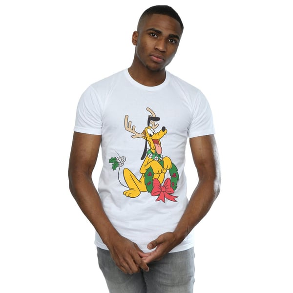 Disney Mens Pluto Christmas Reindeer T-Shirt