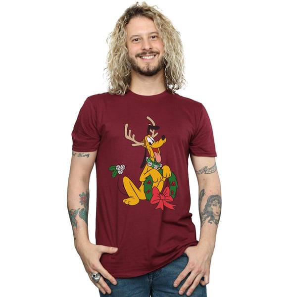 Disney Mens Pluto Christmas Reindeer T-Shirt