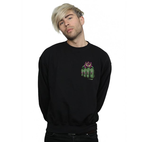 Marvel Mens Hulk Tattoo Fist Breast Print Sweatshirt