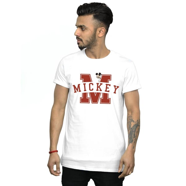 Disney Mens Mickey Mouse Letter Peak T-Shirt