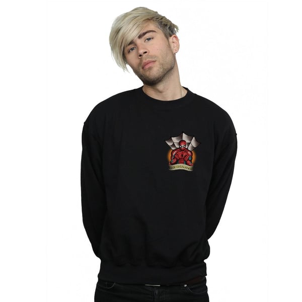 Marvel Mens Spider-Man Tattoo Breast Print Sweatshirt