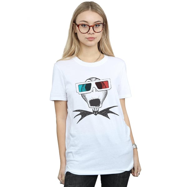 Disney Womens/Ladies Nightmare Before Christmas Jack Skellington 3D Glasses Cotton Boyfriend T-Shirt
