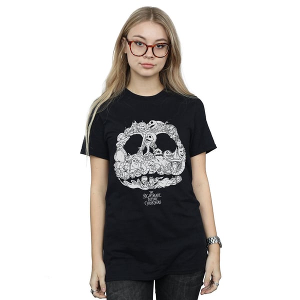 Disney Womens/Ladies Nightmare Before Christmas Jack Skellington Jack-O-Lanterns Cotton Boyfriend T-Shirt