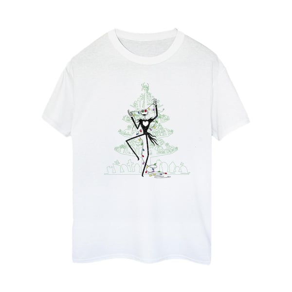 Disney Dam/Dam The Nightmare Before Christmas Tree Grön Bomull Boyfriend T-Shirt