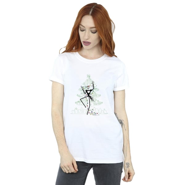 Disney Womens/Ladies The Nightmare Before Christmas Tree Green Cotton Boyfriend T-Shirt