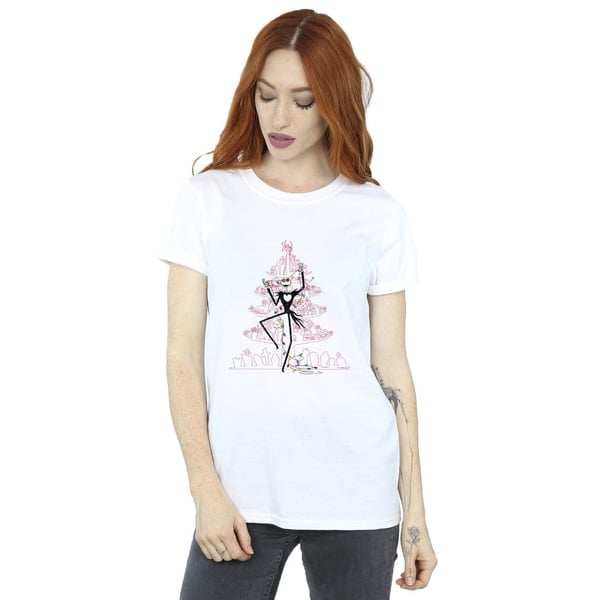 Disney Womens/Ladies The Nightmare Before Christmas Tree Pink Cotton Boyfriend T-Shirt