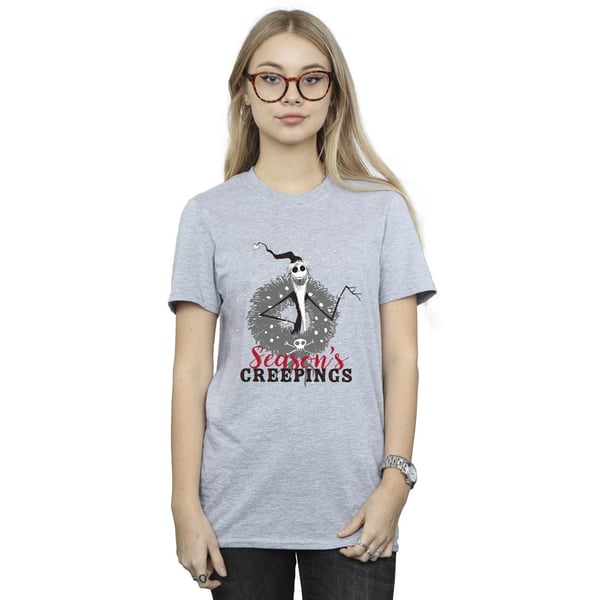 Disney Womens/Ladies The Nightmare Before Christmas Seasons Creepings Wreath Cotton Boyfriend T-Shirt