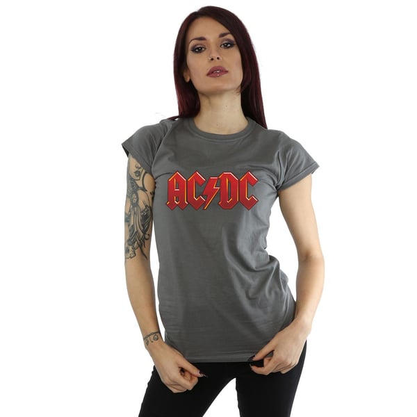 AC/DC Womens/Ladies Dark Red Logo Cotton T-Shirt