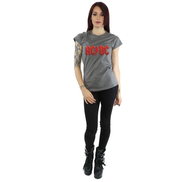 AC/DC Womens/Ladies Dark Red Logo Cotton T-Shirt